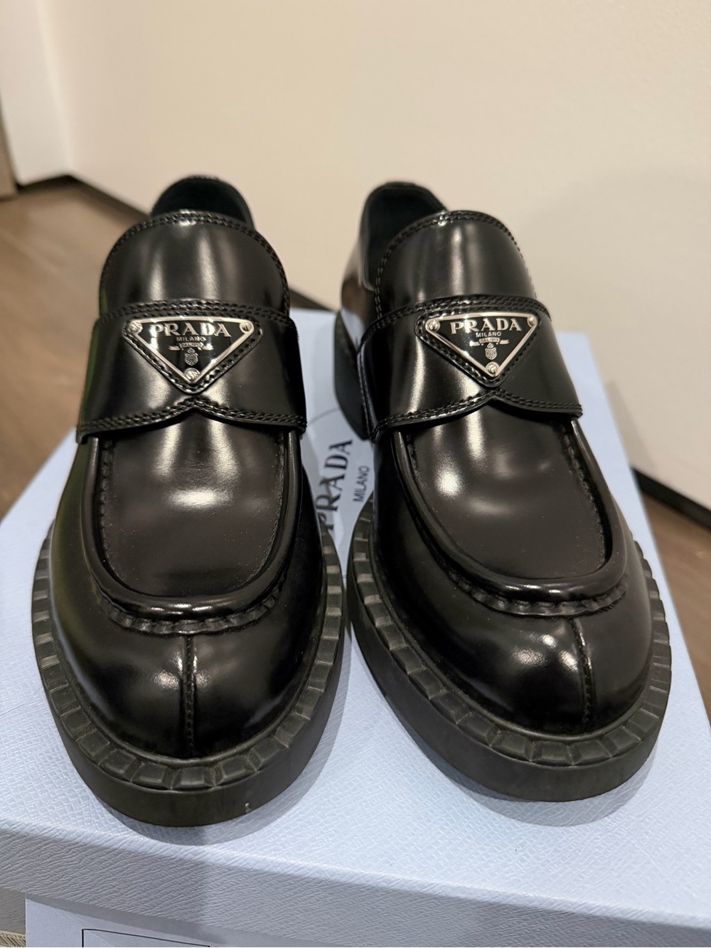 Prada triangle leather loafer - Picture 3 of 11